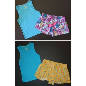 Cherokee Faded Glory girls XL 14 bird lounge pull on shorts blue tank top shirt